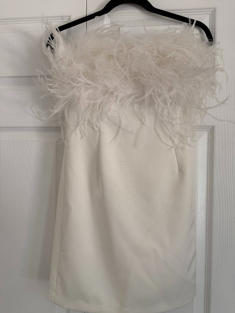 Bardot Mini white feather Dress